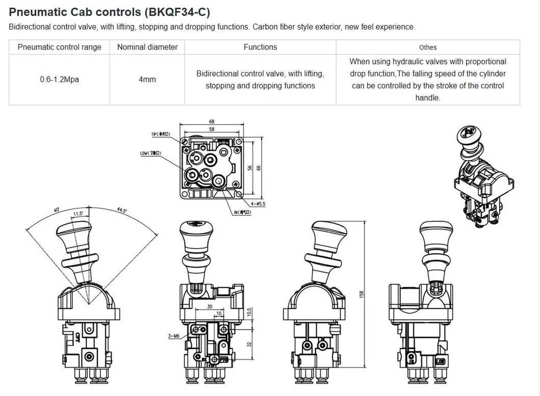 Pneumatic Cab Control Valve/Reversing Valve 60288841/Bkqf34-C for Dump Truck